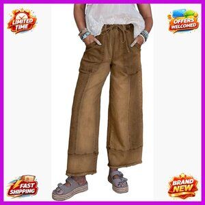 High Waisted Wide Leg Jeans Stretchy Drawstring Denim Pants